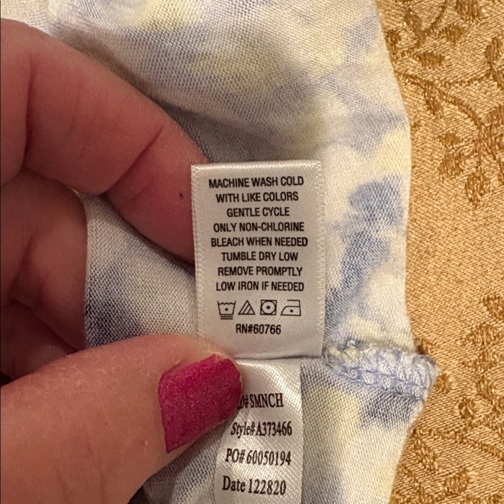Carole Hochman Blue/White Patterned Maxi Dress, Rayon Blend, Irregular Hem, 2X - Picture 8 of 9